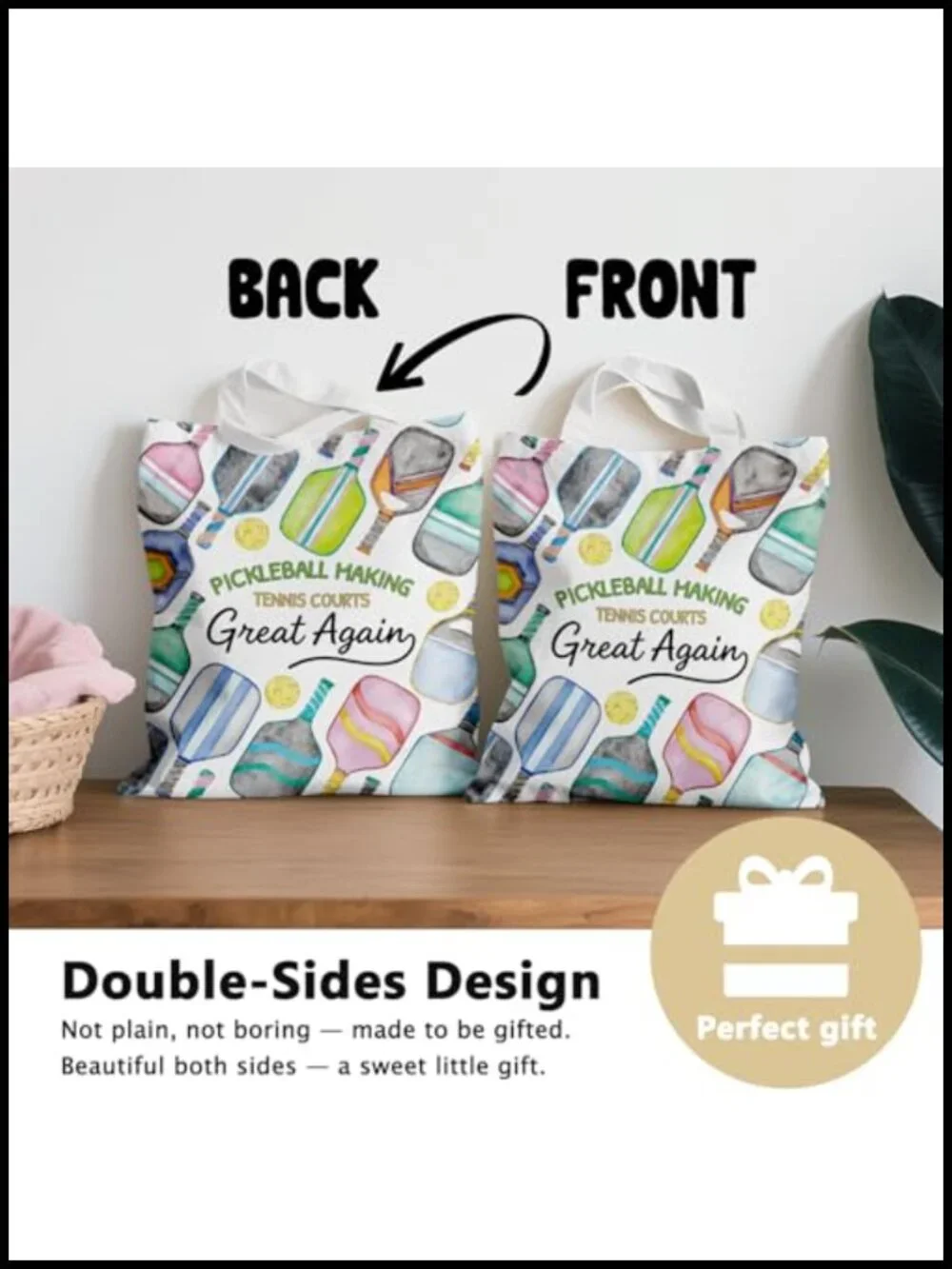 Canvas Reusable Grocery Tote Bag with Shoulder Strap - Large Capacity